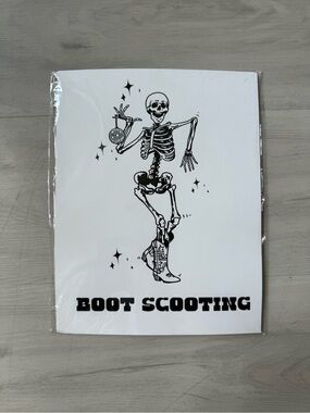 Boot Scootin Disco Skeleton Art